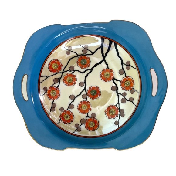 Antique Bowl Noritake Lusterware Octagonal Cut Out Tabs Art Deco Floral 9" x 2" - Picture 5 of 6